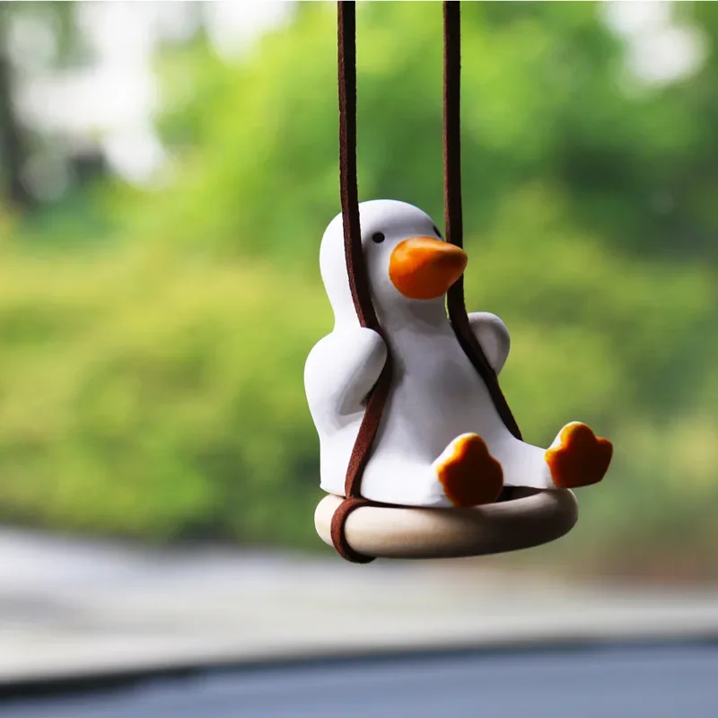 Cute Anime Duck Pendant Auto Rearview Mirror Ornament