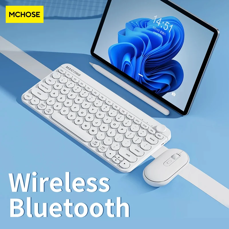 MCKM898KayboardandMouseWirelessBluetooth24GWhite79Key