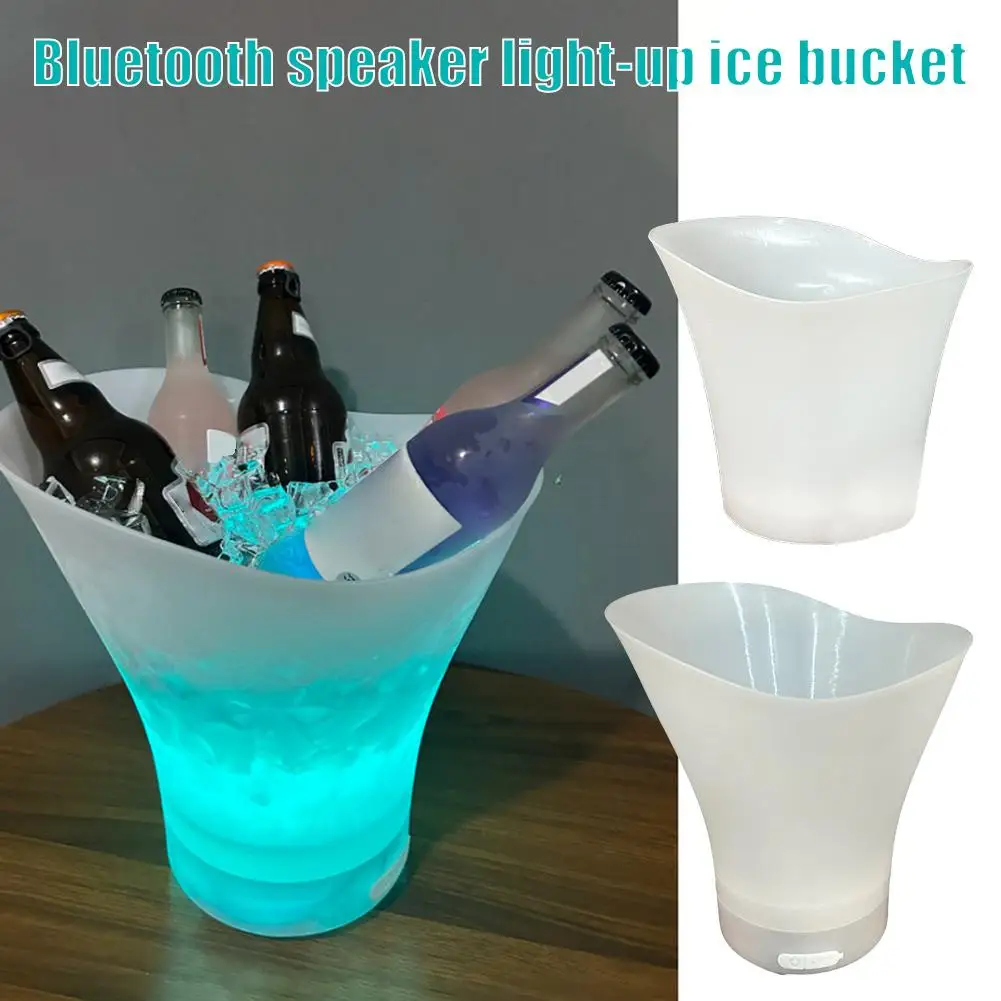 LED Ice Bucket 7L Light-up Ice Cube Colorful Radiant Drink Waterproof With Bucket Containers Lighted Built-in Wireless O3T8