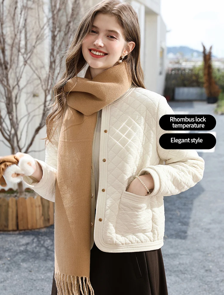 أعتقد أنك سترة مبطنة امرأة 2025 المشمش الفرنسية طا...