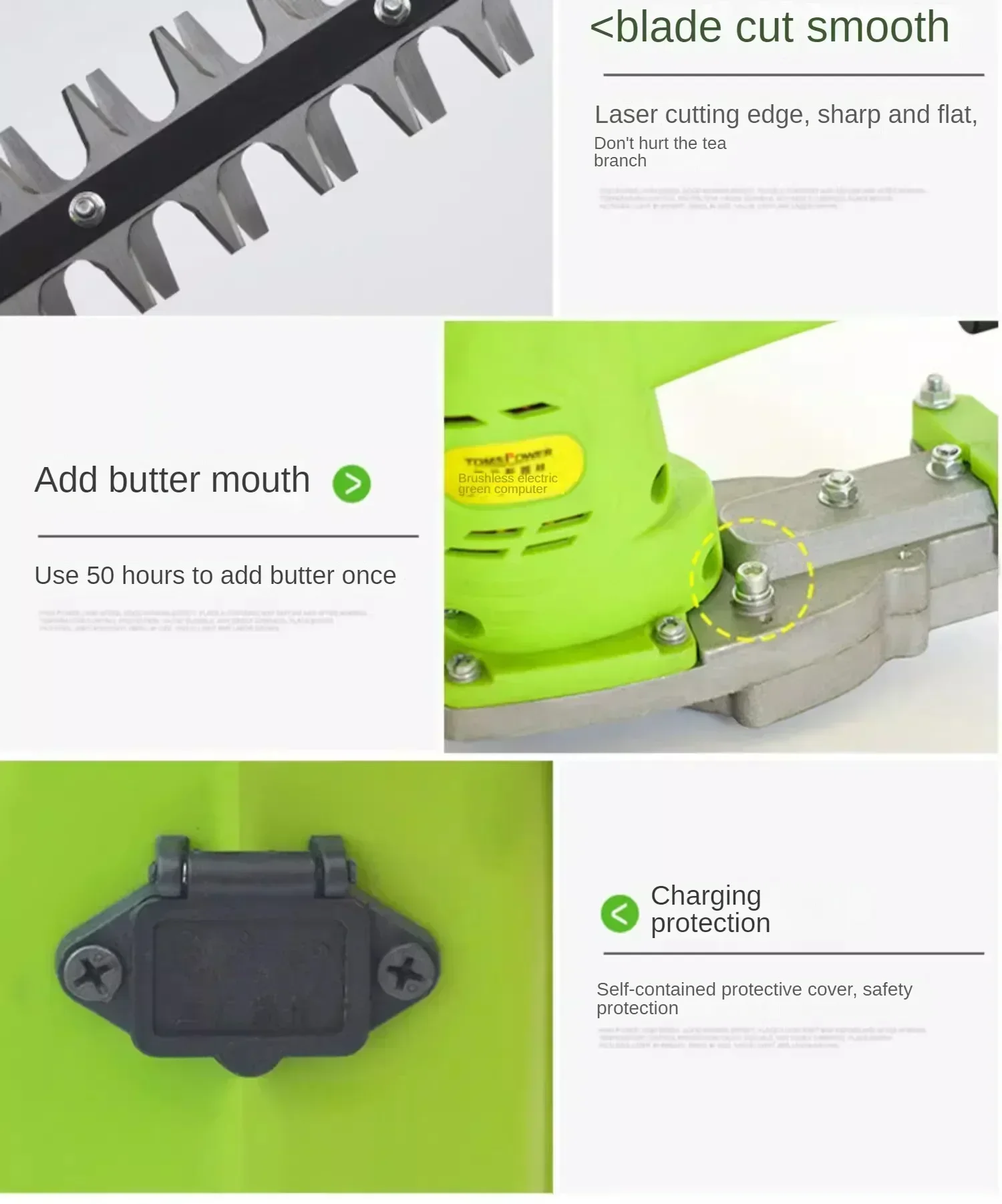Compact Brushless Hedge Trimmer with Dual Blade and Arc-shaped Cutter for Precise Trimming and Shaping 5