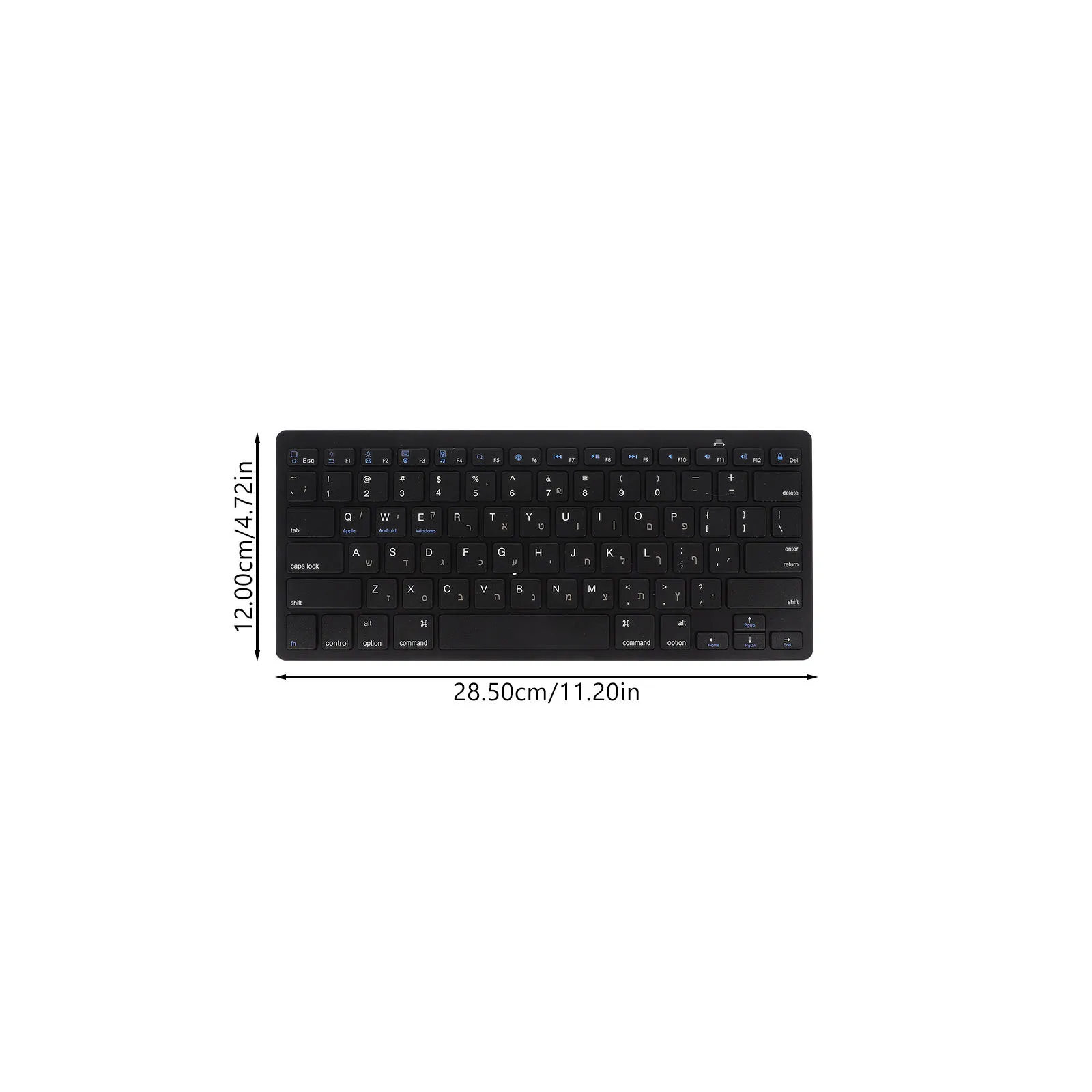 Hebrew Wireless Keyboard Silent Portable Ultrathin Computer Accessory Full Size Comfortable Typing Easy Carry Business Office