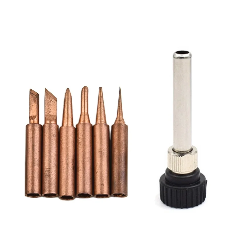 

7pcs Copper 900M-T Cordless Battery Soldering Iron Tip & Handle Set For Hakko Soldering Station Welding Head Soldering Tools