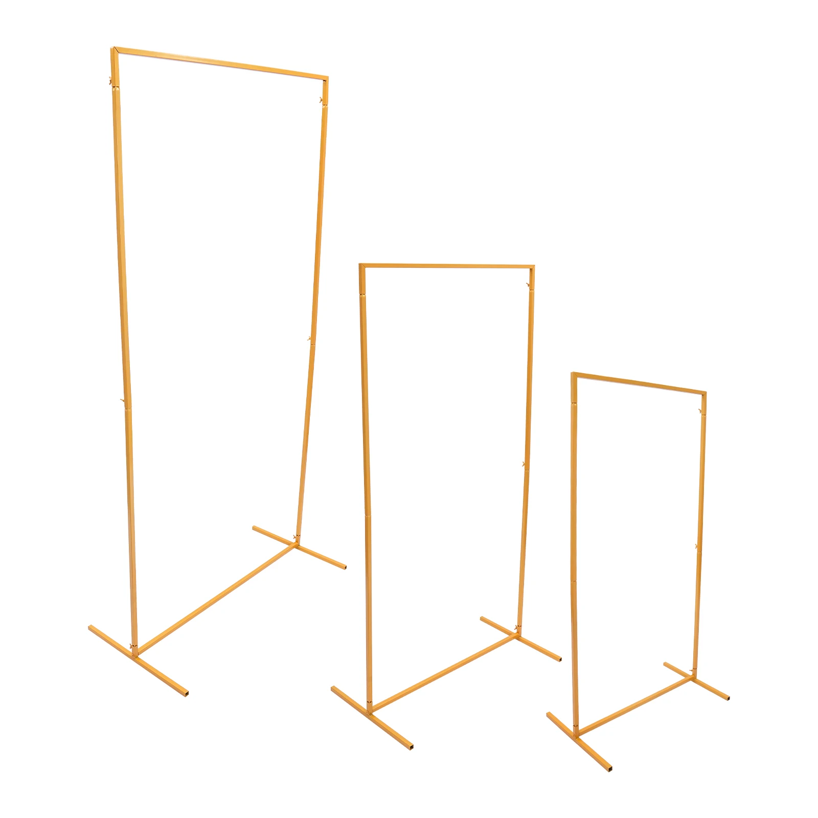 3PCS Wedding Arch Metal Backdrop Rectangular Wedding Stand Balloon Frame Archway White/Gold