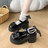 Women's High Heels 2024 High Quality Square Heels Mary Jane Bow Round Toe Buckle Dress Party Women's High Heels Chaussure Femme 3