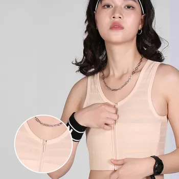 전면 붕대 가슴 바인더, 전면 지퍼 가슴 바인더, 톰보이 슈퍼 플랫 통기성 FTM 조끼, 트랜스 바인더