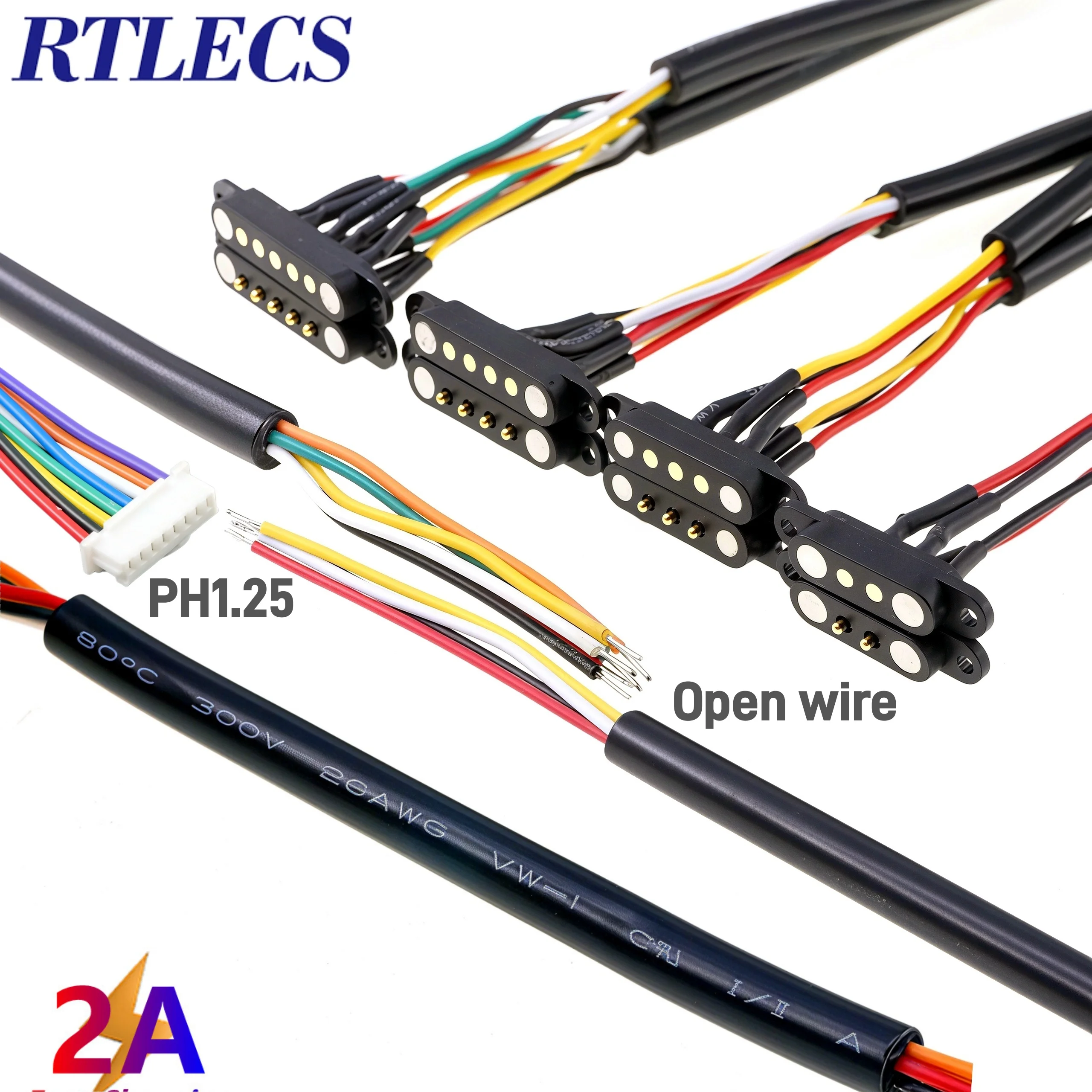 Spring Loaded Magnetic Pogo Pin PCB Connector - 2.54mm Pitch, 2A DC, Multiple Pole Options