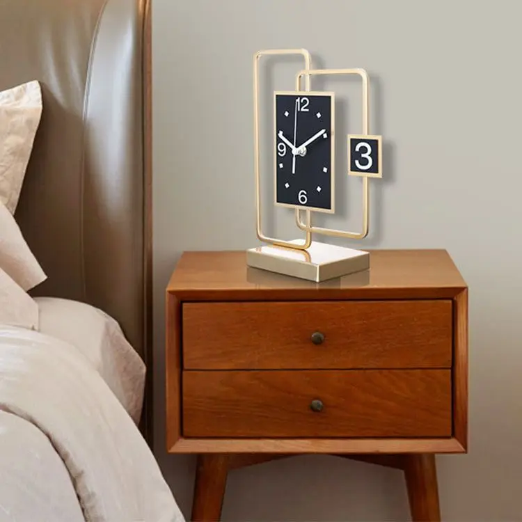 

Living Room Metal Table Clock Ornaments Modern Simple Sitting Clock Creative Household light Luxury Desk Clock Home Decor LE240