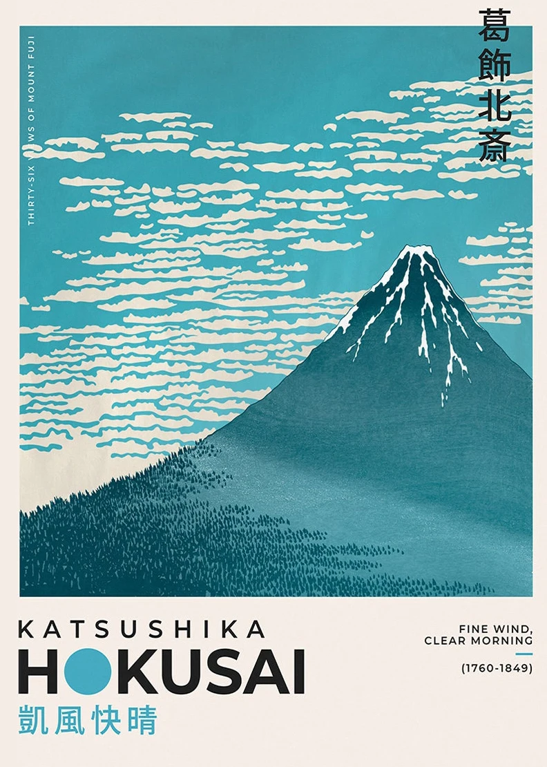 thumbnail image 1 of Cuadro sobre lienzo japonés Katsushika Hokusai, arte de pared, póster impreso, imagen de montaña con olas para decoración del hogar y el interior de la habitación, 1 of 5