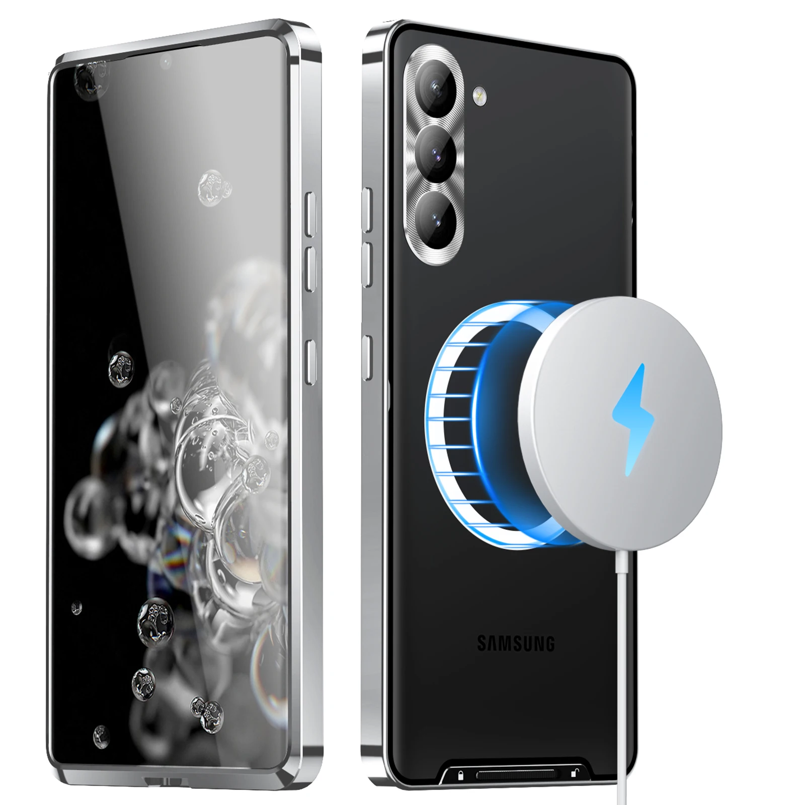 

Магнитный чехол Magsafe для Samsung Galaxy S23, бампер из алюминиевого сплава, металлический чехол-накладка для Galaxy S23 Plus/S23 Ultra/S22 S21 Plus