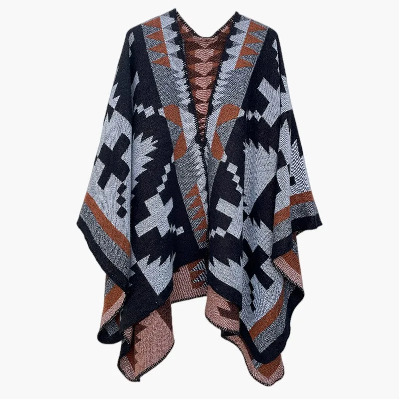 54 Colors Female Autumn Winter Warm Faux Cashmere Shawl Outside Cloak Printed Air Conditioning Blanket Women Knitted Poncho Cape