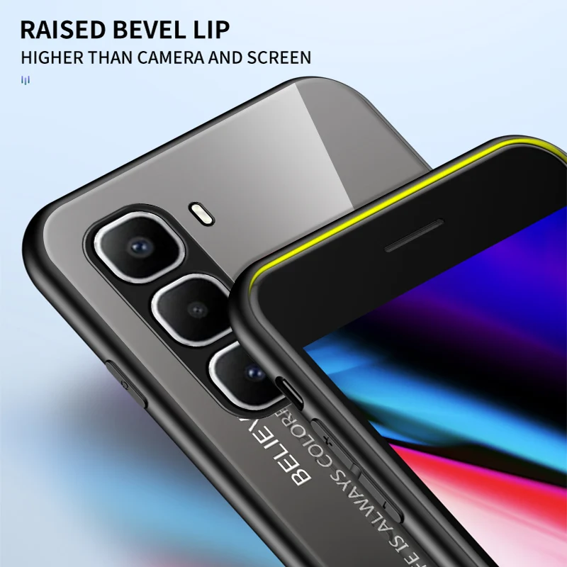 Gradient Tempered Glass Hard Back Protective Case with Bumper