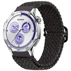 Nylon Braided Elastic Wristband - 22mm/20mm Adjustable Strap for Strap width 20mm (Star black)