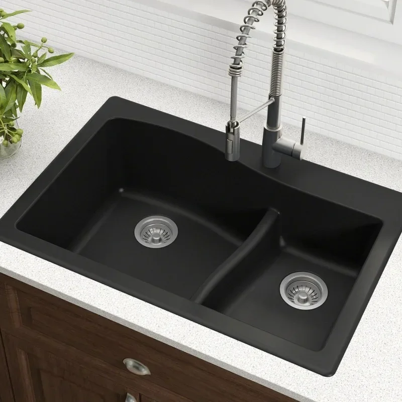 

Kitchen sink Quarza Kitchen Sink | 33-Inch 60/40 Bowls | Black Granite | KGD-442 model