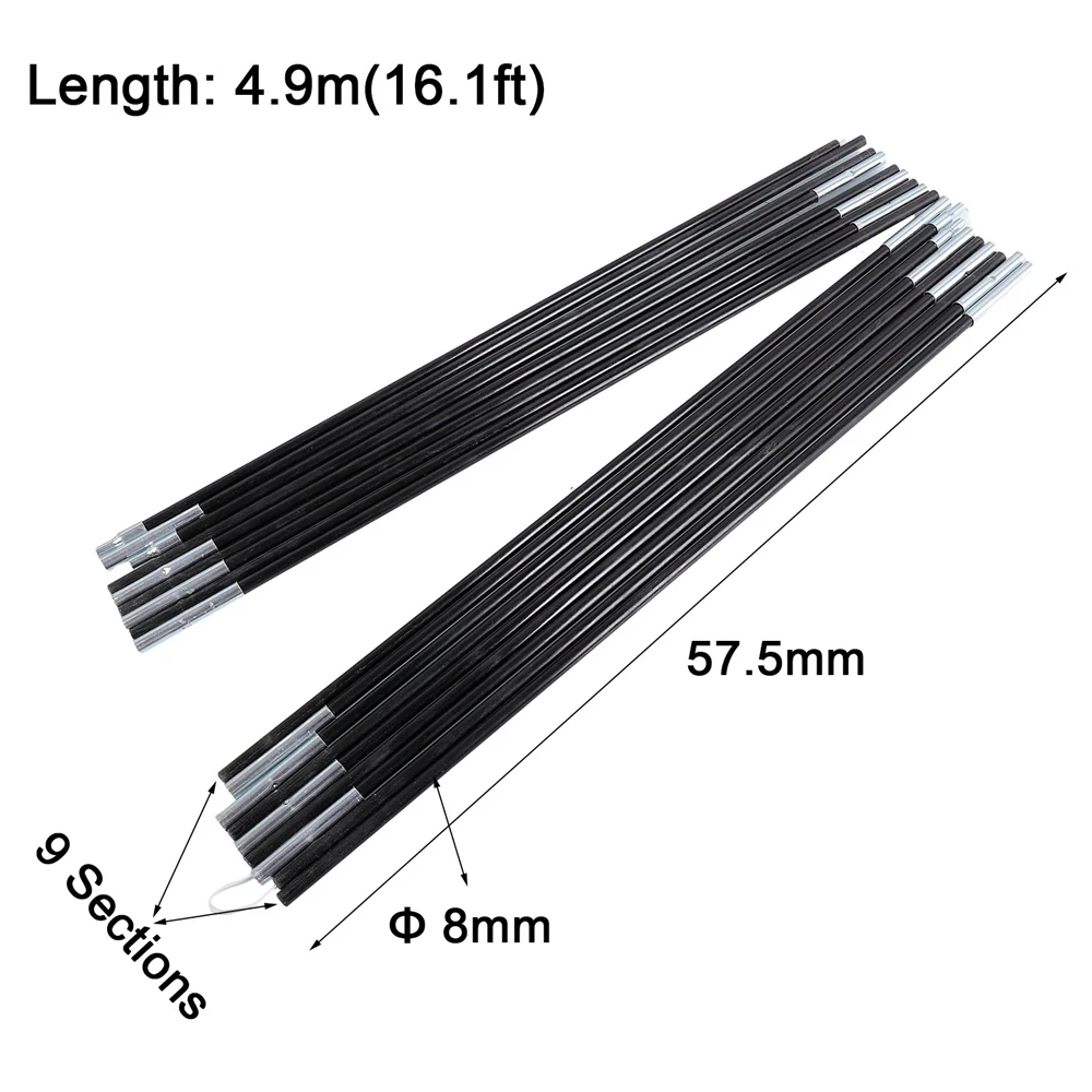 Description Picture 6 of itemOne Pair Camping Tent Rod Fiberglass Pole Bars Awning Frames Kit For Outdoor Camping Tent Support Rods Tent Accessories 3.0-4.9m