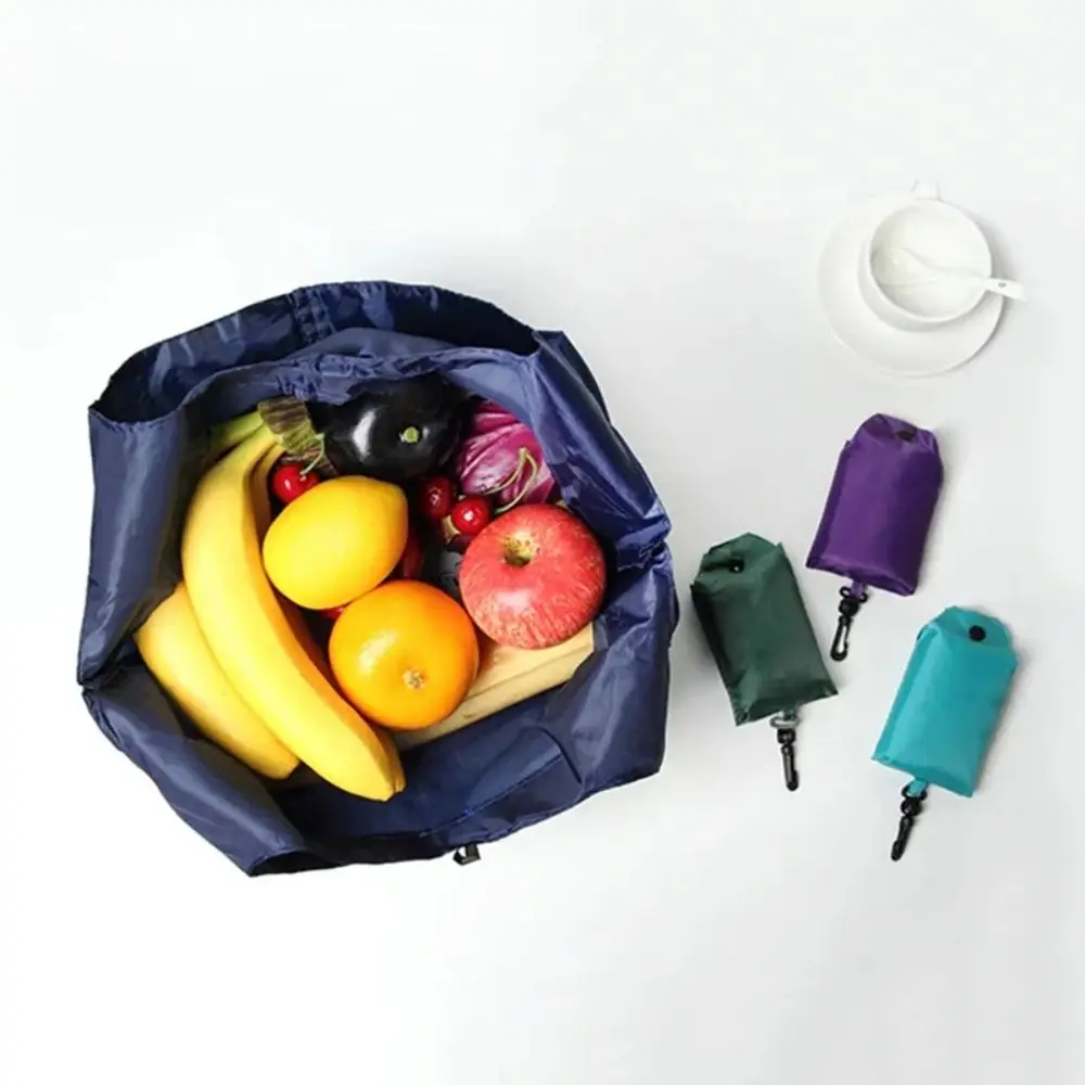 Portable Reusable Shopping Bag Oxford Washed Solid Color Grocery Purse Foldable Waterproof ripstop Shoulder Handbag