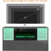Modern High Gloss 68" Fireplace TV Stand,Entertainment Center for TVs Up To 78",TV Console Cabinet with Adjustable Glass Shelves 6
