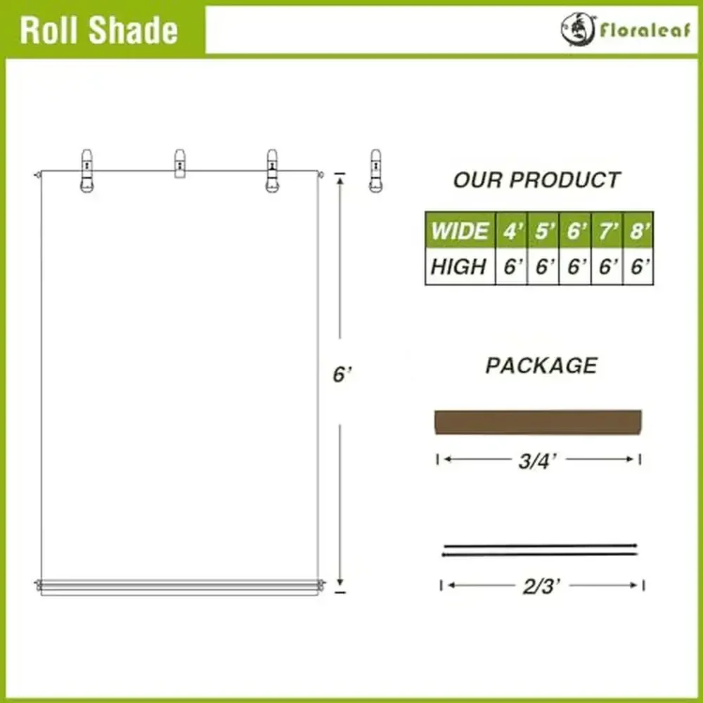 Roller Shades Window Blinds Porch Balcony Sunshade Privacy 4'W x 6'H Outdoor Patio Deck Pergola Gazebo Shade Screen UV Blocking