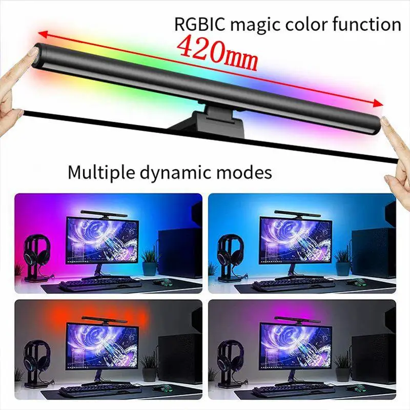 Monitor Colorido do Jogo do Rgb Que Pendura a Barra Clara Brilho Ajustável da Temperatura Controle do Toque para o Computador de Apple e hp 27006500k - Imagem 5