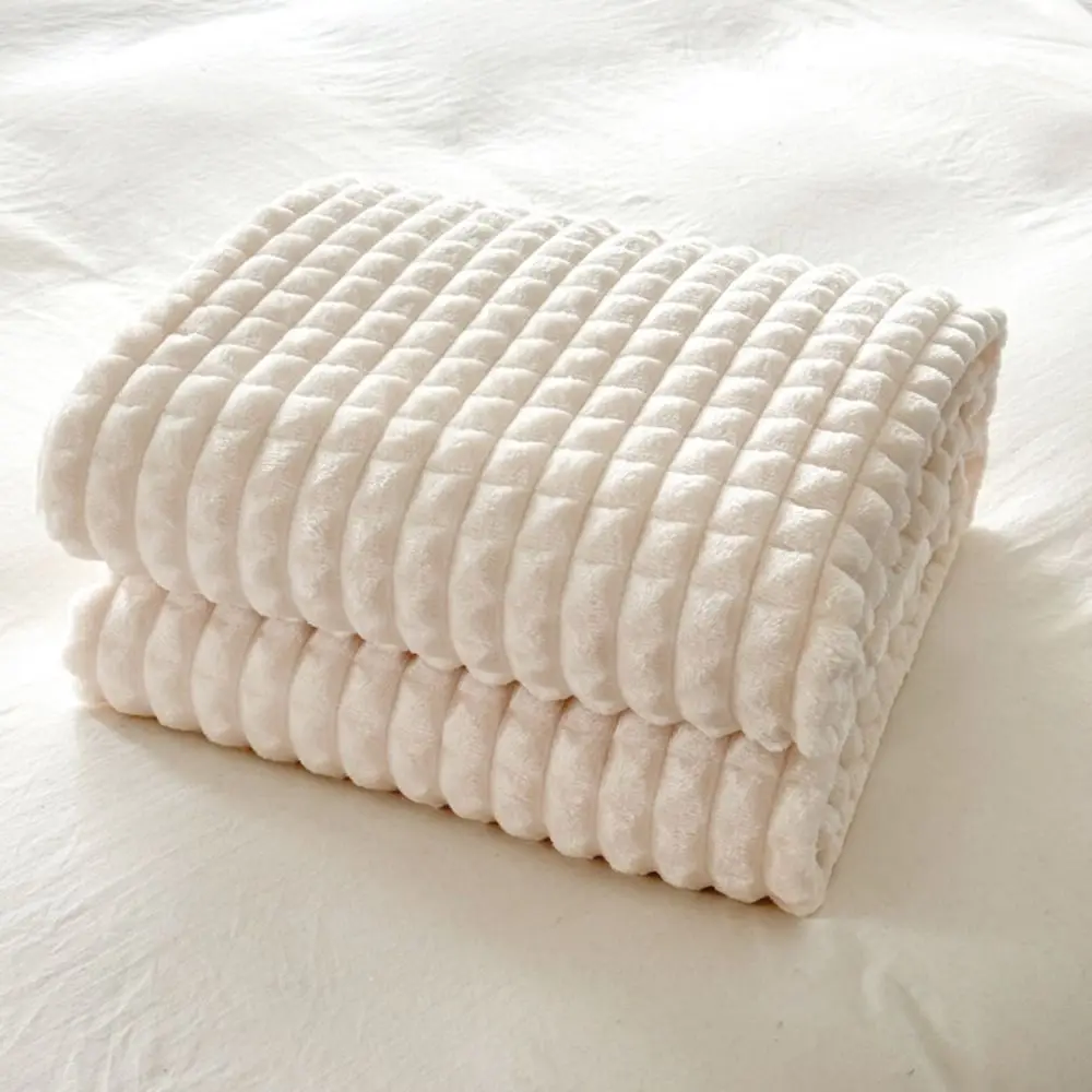 Durable Solid Color Flannel Blanket Comfortable Thickened Sofa Plush Blanket Warm Soft Office Nap Blanket Unisex