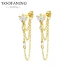 85675-5cea7c.jpg YUXINTOME 1 PC 925 en argent Sterling aiguille d'oreille coloré Zircon chaîne gland boucles d'oreilles pour les femmes deux trous boucle d'oreille bijoux A45