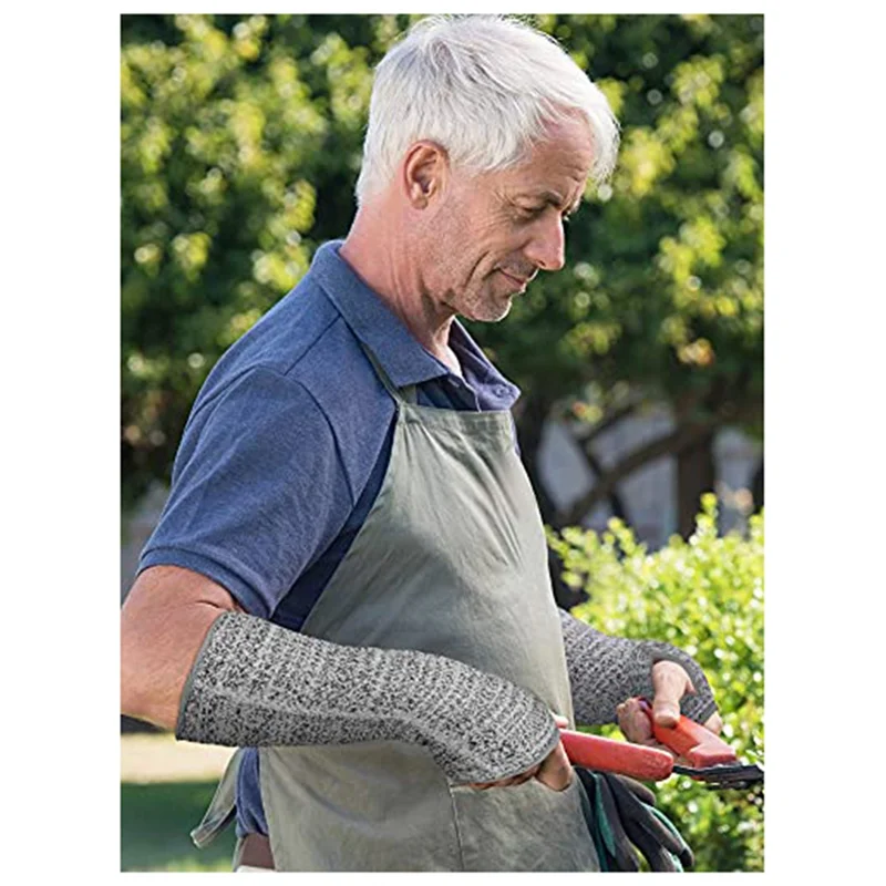 2 Pairs Cut Resistant Sleeves Protective Arm Sleeves Safety Arms Protection With Thumb Hole,Garden Kitchen