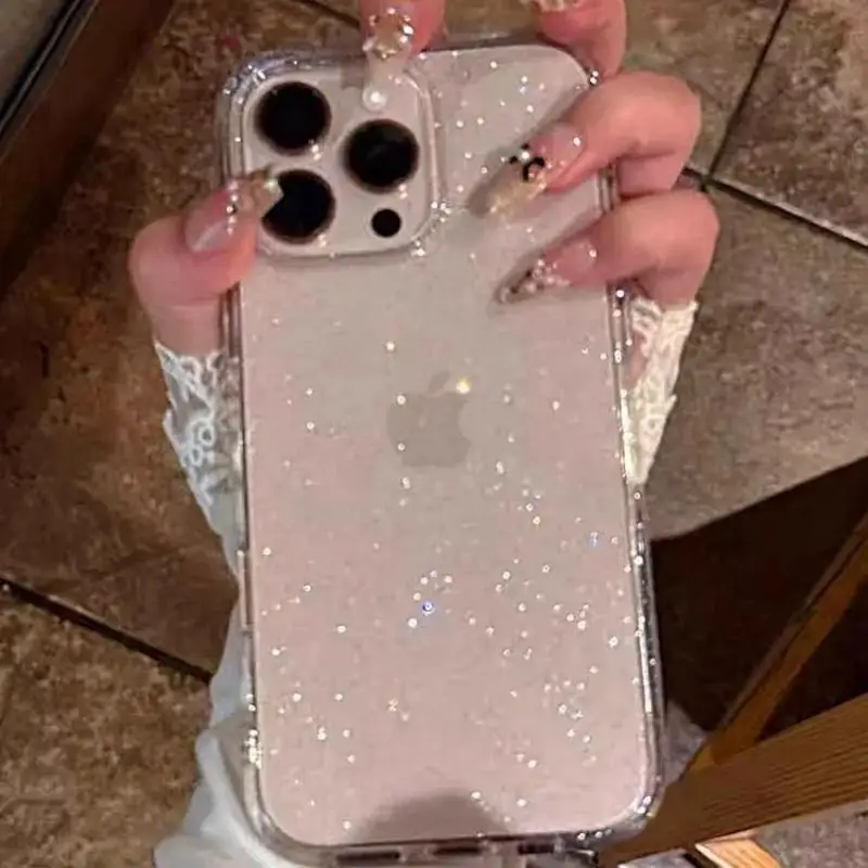 Advanced Minimalist Transparent Glitter Phone Case - Y2K Cover