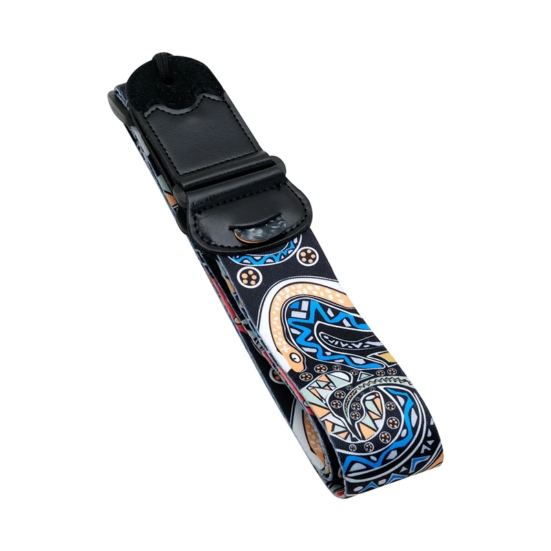 

1Set Electric Acoustic Guitar Bass Color Printing Polyester Strap Can Put Picks Polyester Musical Instrument Strap