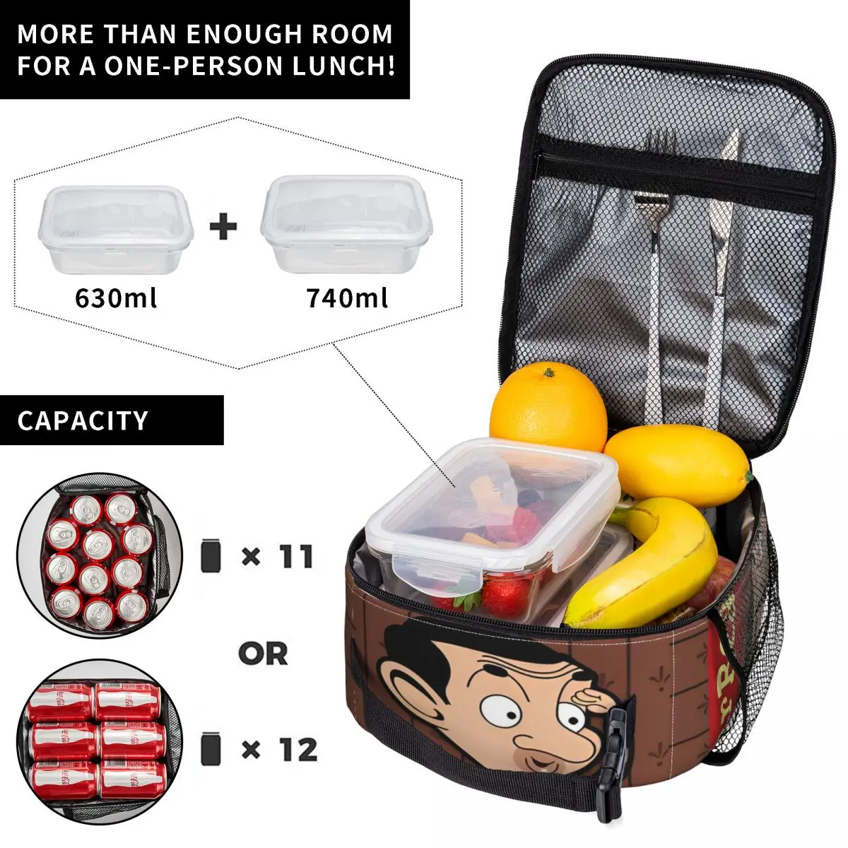 Lunch box Mr. Bean cartoon merch lunch container thermal cooler box for school lunch bag cooler bag