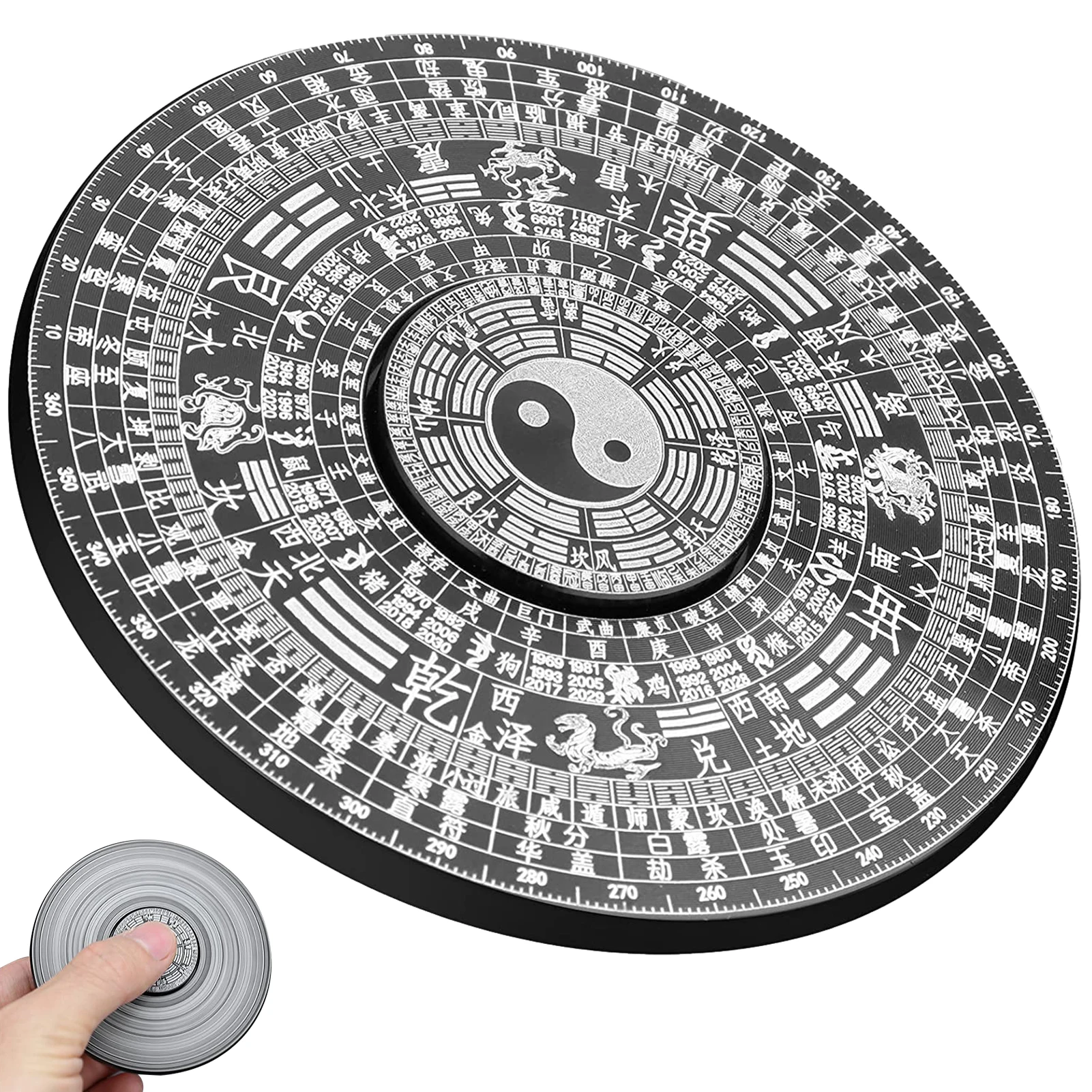 

Chinese Style Spinning Gyro Feng Shui Compass Chi Big Finger Spinner Metal Stress Relief Relaxation Toy For School Office