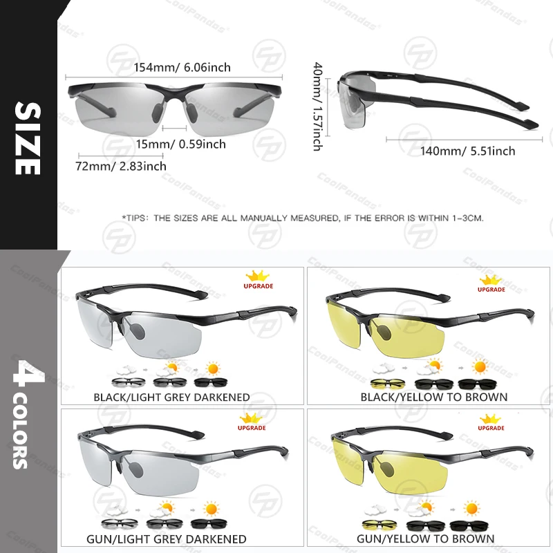 CoolPandas Marke männer Photochrome Sonnenbrille Outdoor Sport Polarisierte Reiten Radfahren Fahren Sonnenbrille Anti-glare Brillen – Detail 13