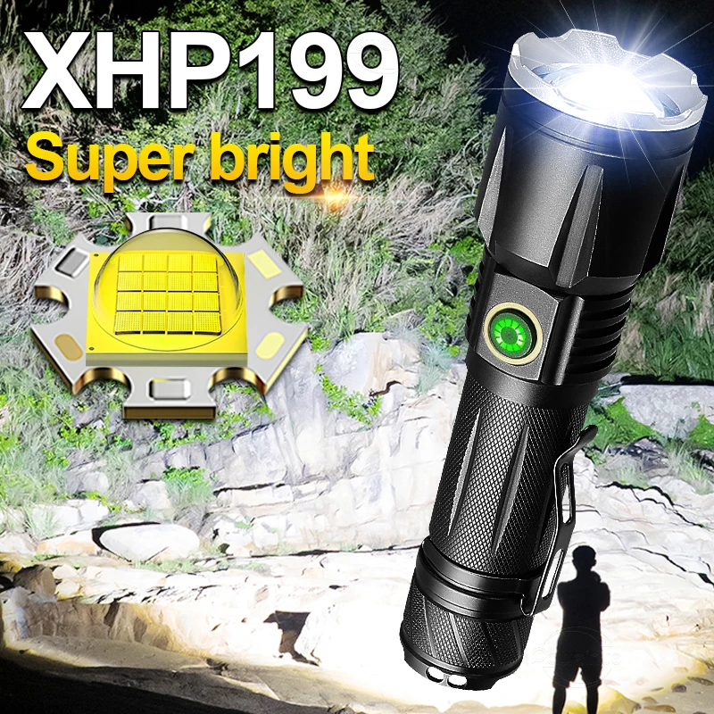 XHP199 Mächtigsten Led Taschenlampe 18650 Wiederaufladbare Usb Taschenlampe  Licht XHP160 High Power Led Taschenlampen Outdoor Jagd Laterne