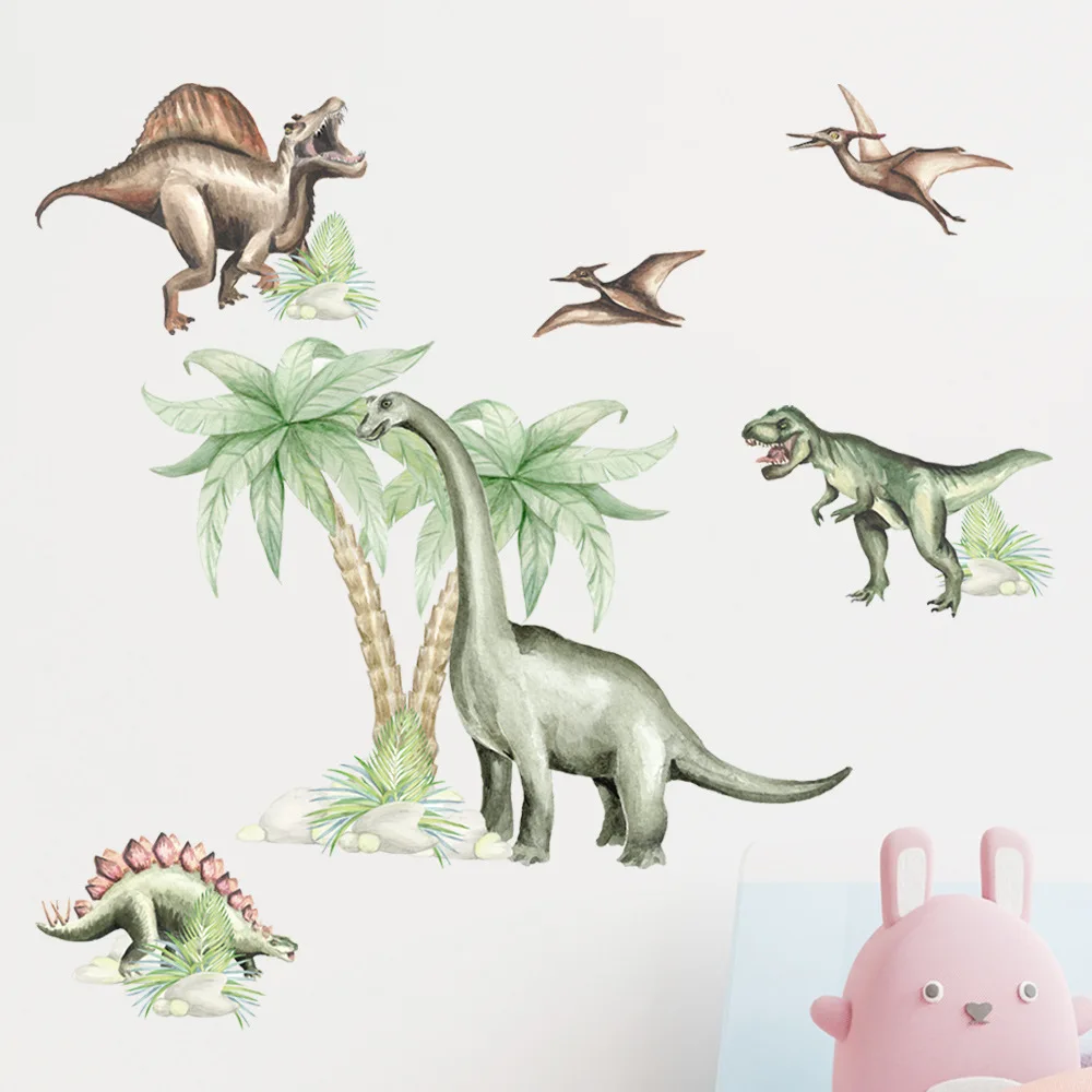 Aquarelle différents types de dinosaures Stickers muraux pour enfants  chambre garçon chambre à coucher salle de jeux autocollants de décoration  Stickers muraux - AliExpress