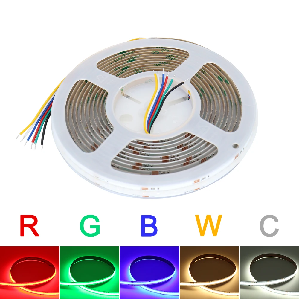 

DC 24V RGB CCT COB LED Strip High Brightness 840leds Dimmable LED Tape High Density Flexible for Bedroom Kitchen Lighting