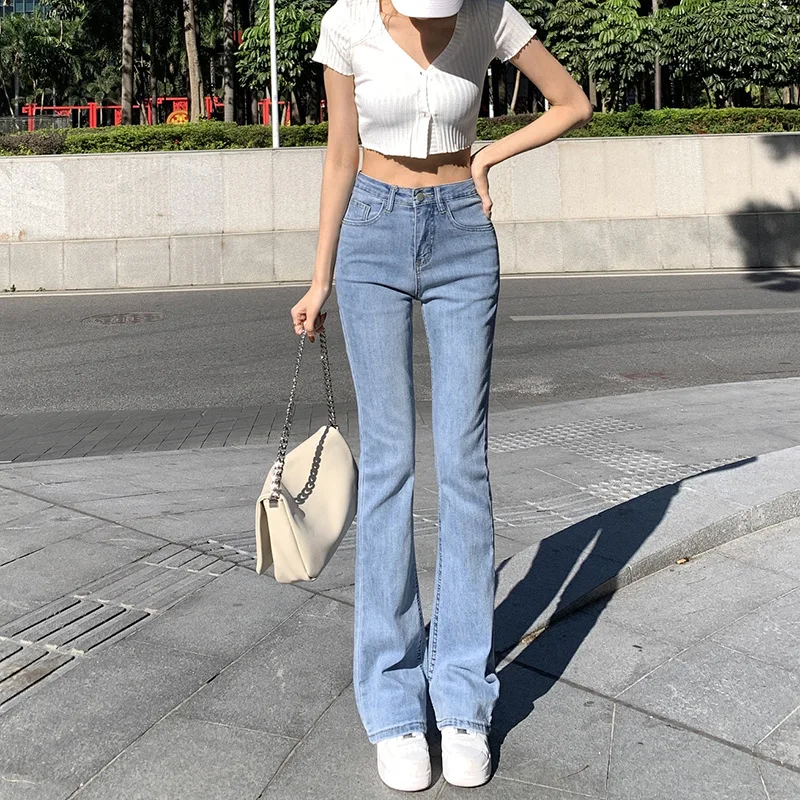

Women's White Vintage Flare Jeans England Style High Street Fashion Women's Pants High Waist Denim 2023 Fashion Pants