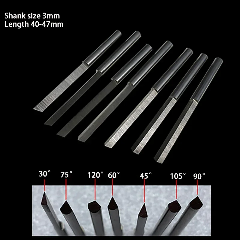 7개 30-120 ° 텅스텐강 공압 조각칼 보석 조각칼 삼각 그레이버 금속 블레이드 DIY 도구