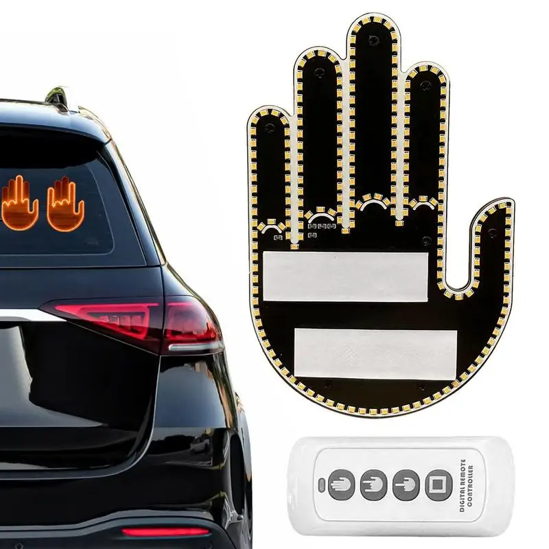 Funny Car Finger Light Multipurpose Gesture Display Light Road Rage Signs  Hand Lamp LED Sticker Glow Panel With Remote Control