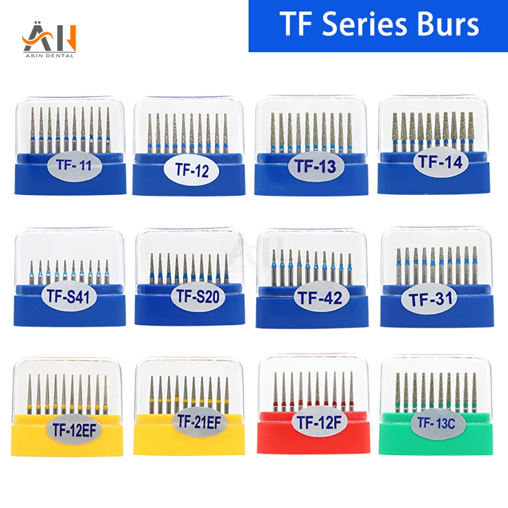 

10 Pcs/Box Dental Diamond Bur TF Series Dia.1.6mm Fit for Dental High Speed Handpiece Multiple Models Optional