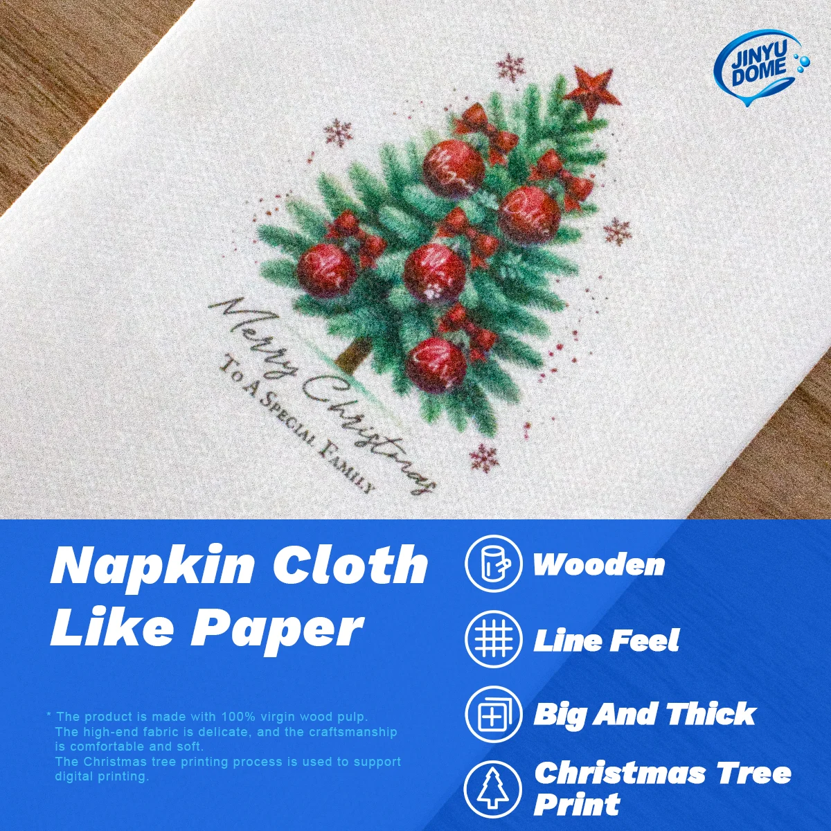JINYUDOME 25/50Pcs Disposable Linen-Feel Dinner Napkins 30*43cm Napkins Print Prefold Paper Napkins Pad For Home Christmas Party