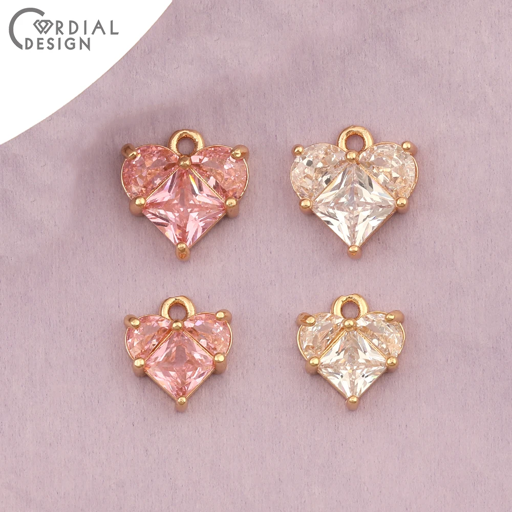 Cordial Design 40Pcs Jewelry Accessories/CZ Charms/DIY Making/Heart Shape/Earring Findings/Hand Made/Pendant For Necklace - cordial