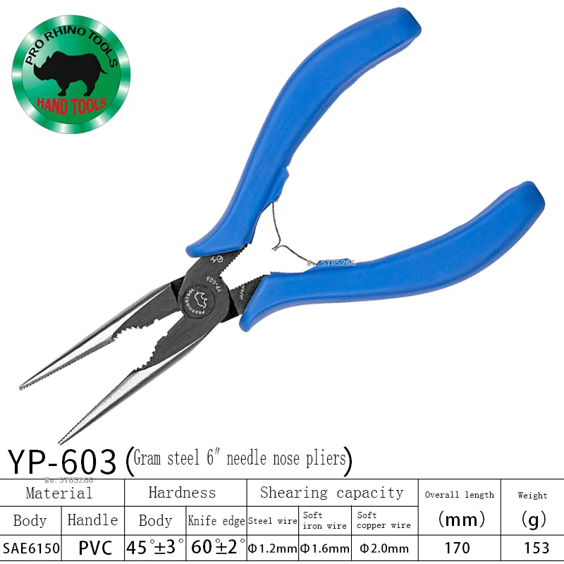Original Japanese Rhino RHINO Gram Steel YN Oblique Pliers With Stripping Wire YP603 Needle-Nose Pliers Can Cut Steel Wire 5