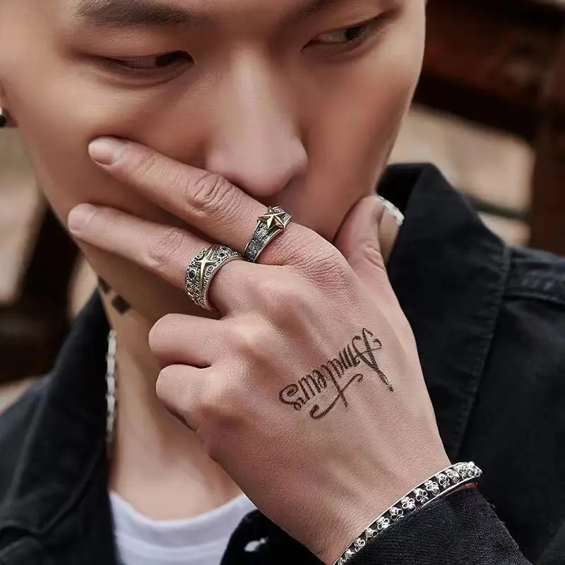 Retro Golden Star Ring For Men Punk Gothic Rock Hiphop Adjustable Ring Handmade Unisex Jewelry Bikers Accessories Lovers Gift 3