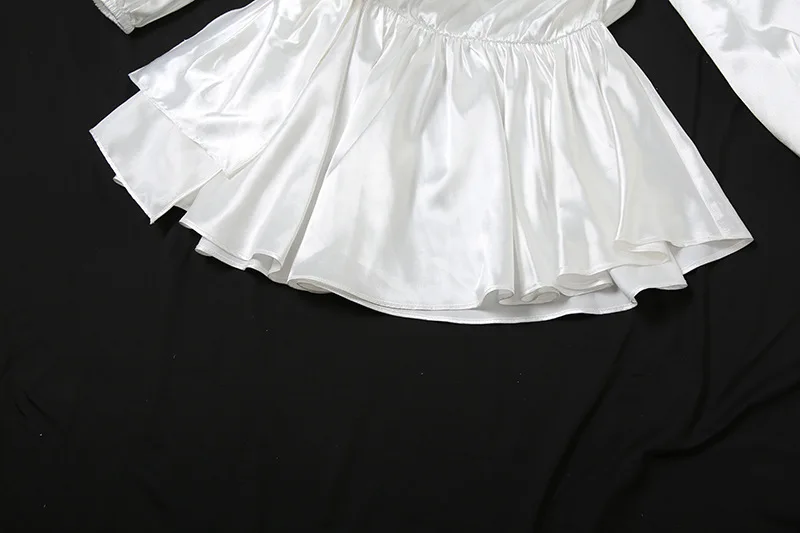 Elegant Draped Mini Dress For Women Sexy Backless Irregular Skew Collar Long Sleeve Party Dresses Solid High Waist