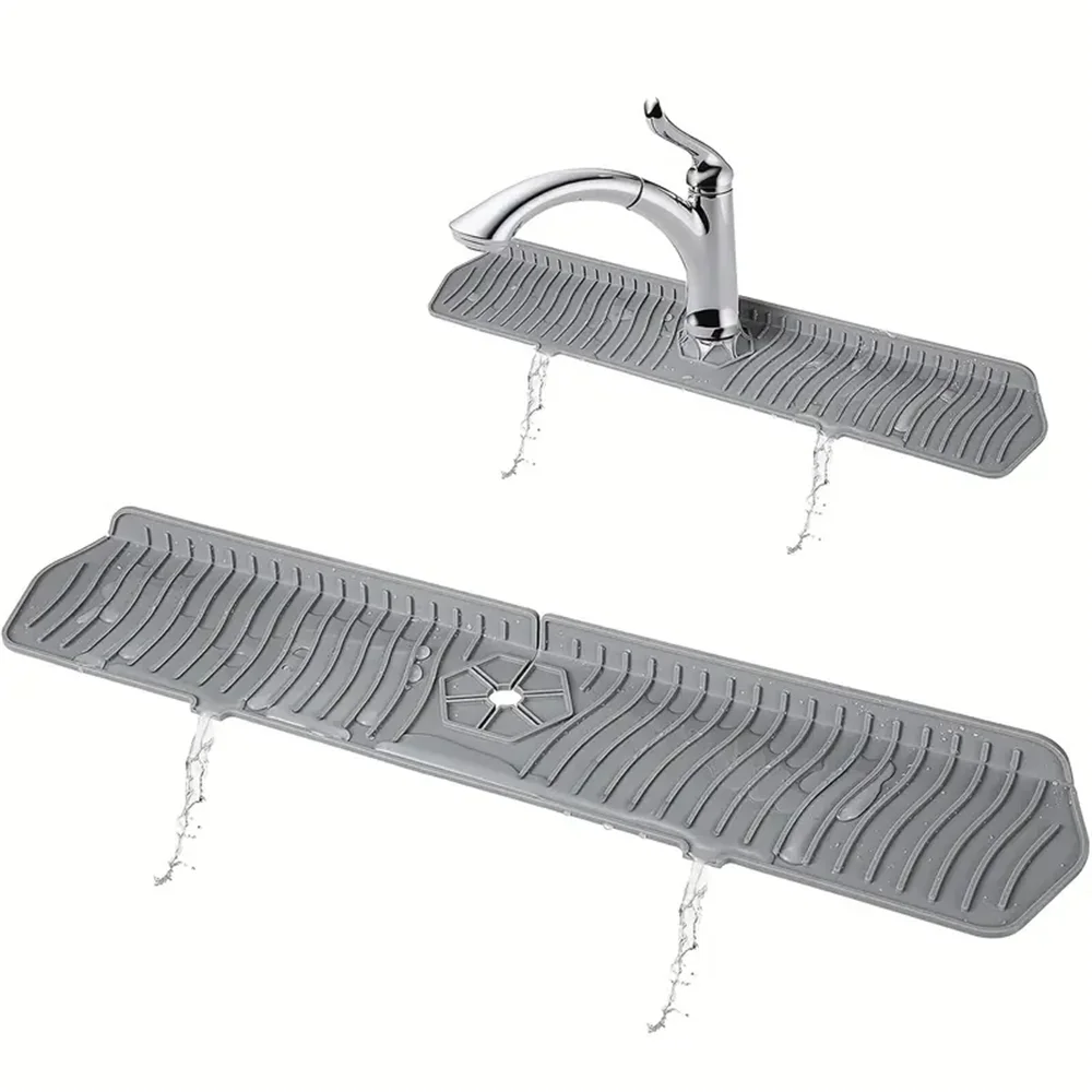 1pc Silicone Faucet Splash Mat Waterproof And Mat Sponge Storage Plate Draining And Organization Plate For Kitchen Bathroom kitchen faucet pad