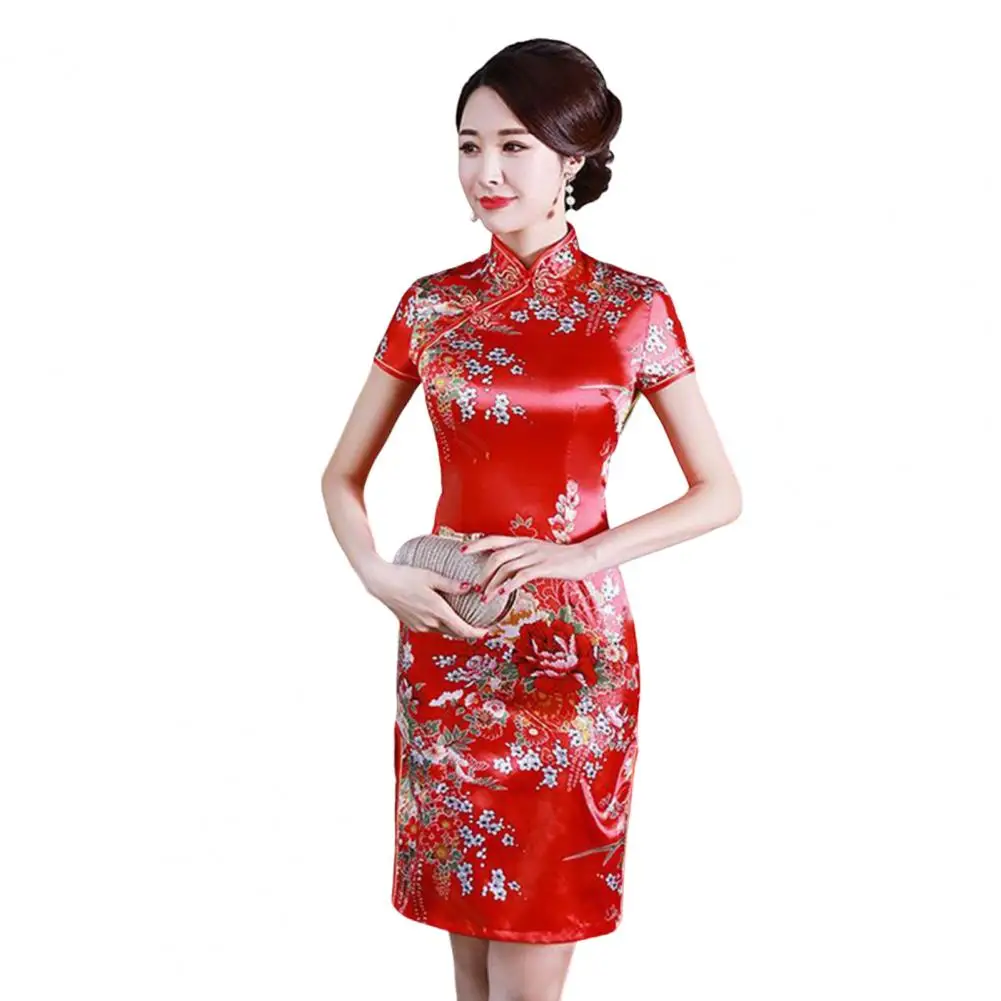 Vintage Flower Print Chinese Style Cheongsam for Lady,chinese dress