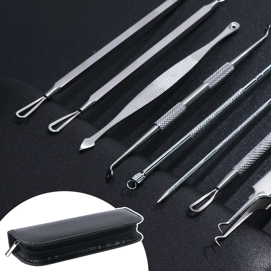1 Set Acne Clipper Tweezer Pimple Blackhead Remover Needles Facial Skin