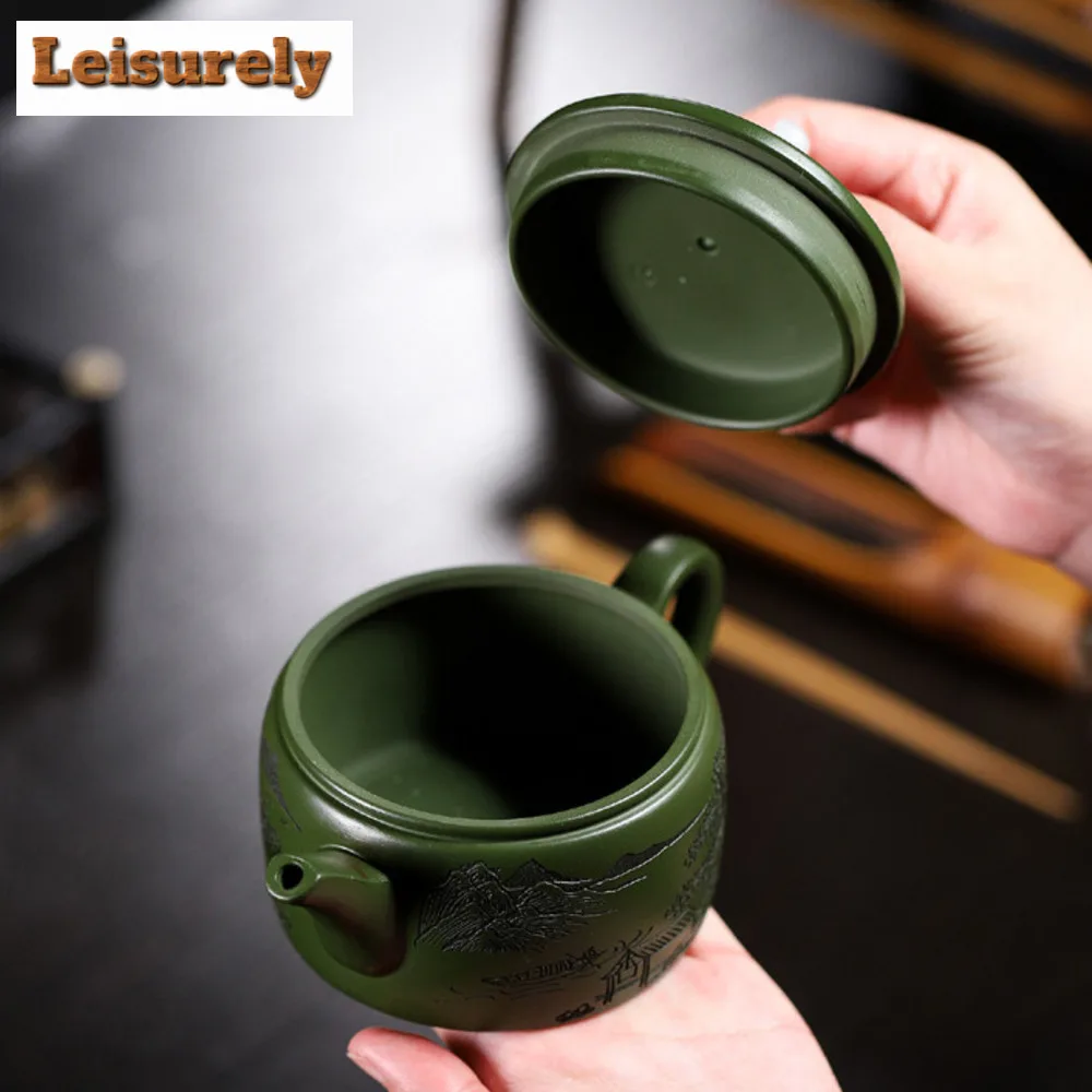240ml Yixing Purple Clay Teapot Handmade Tea Pot Beauty Tea Infuser Kettle Chinese Authentic Raw Ore Green Mud Zisha Teaset Gift