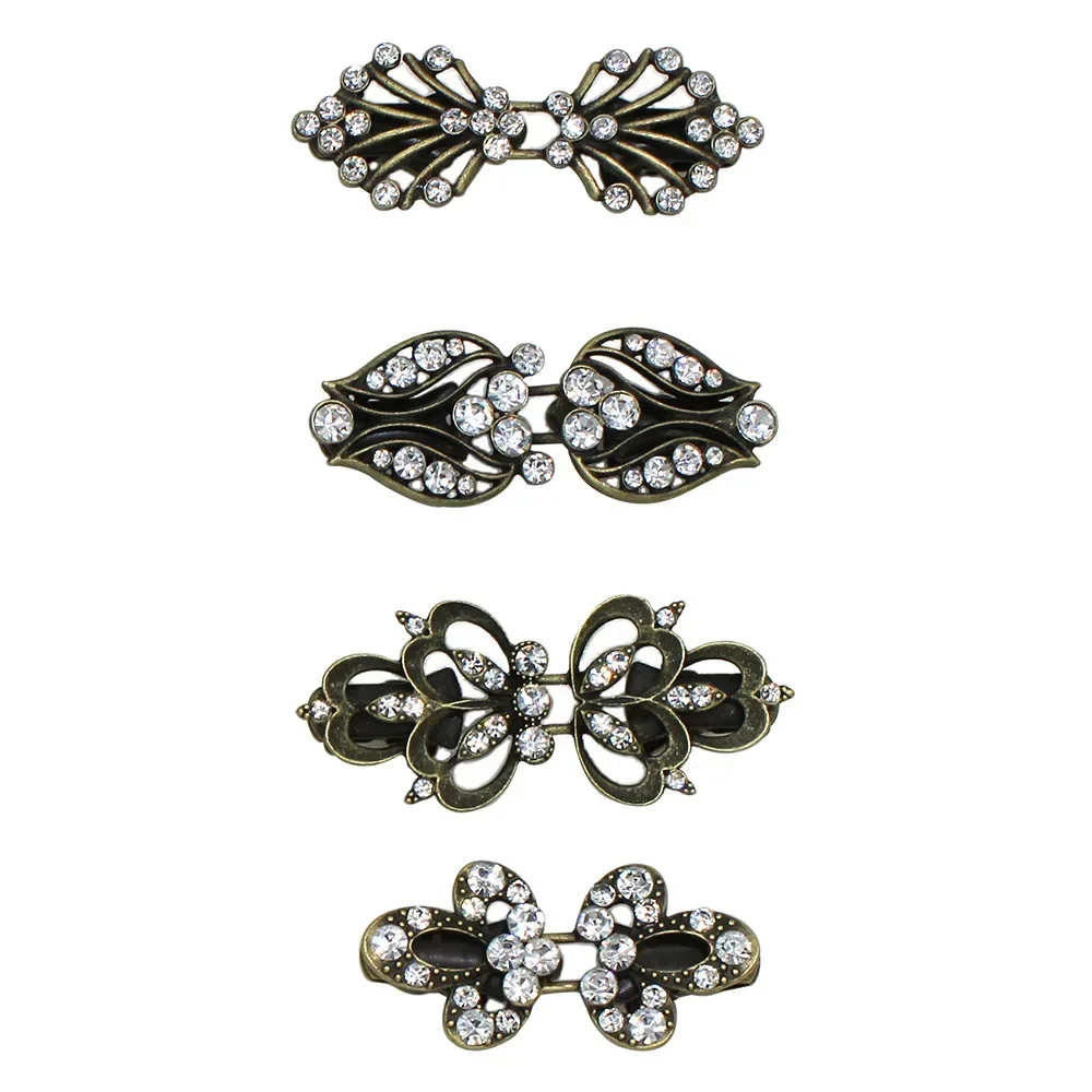 반짝이는 합금 가디건 칼라 클립, 거치대 여성 장식, 크리스탈 케이프 망토 걸쇠, 버클 브로치 클립, 1 쌍