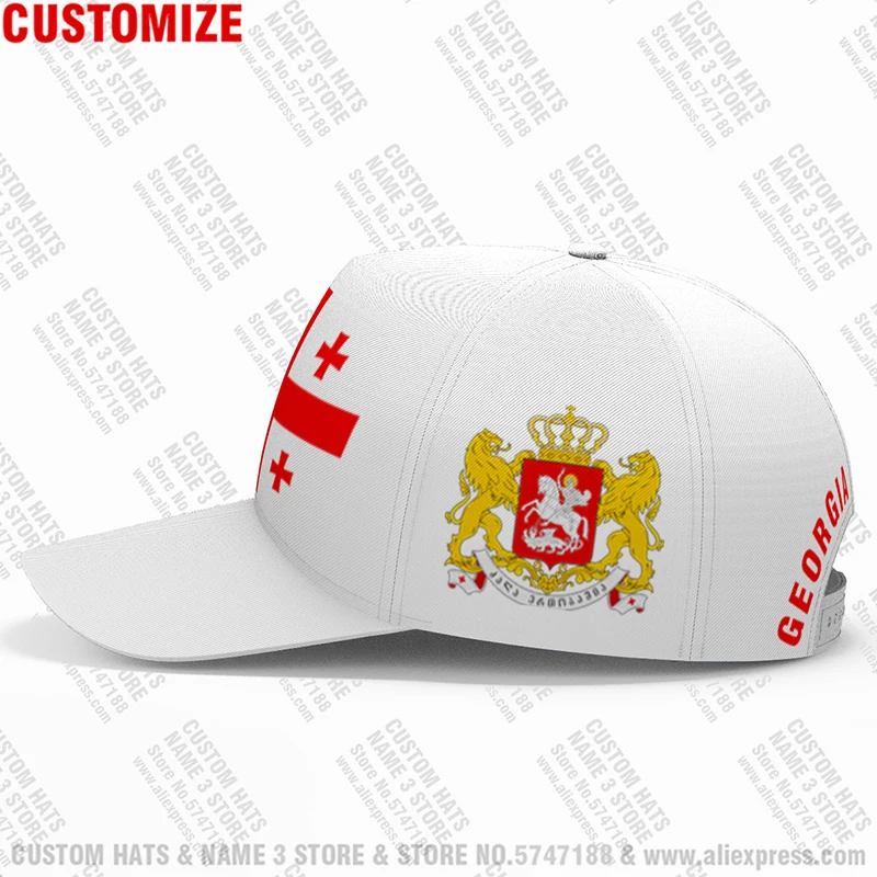 Georgia Male Youth Diy Free Made Name Number Geo Nation Flag Ge Print Photo Georgian Republic Country Baseball Cap