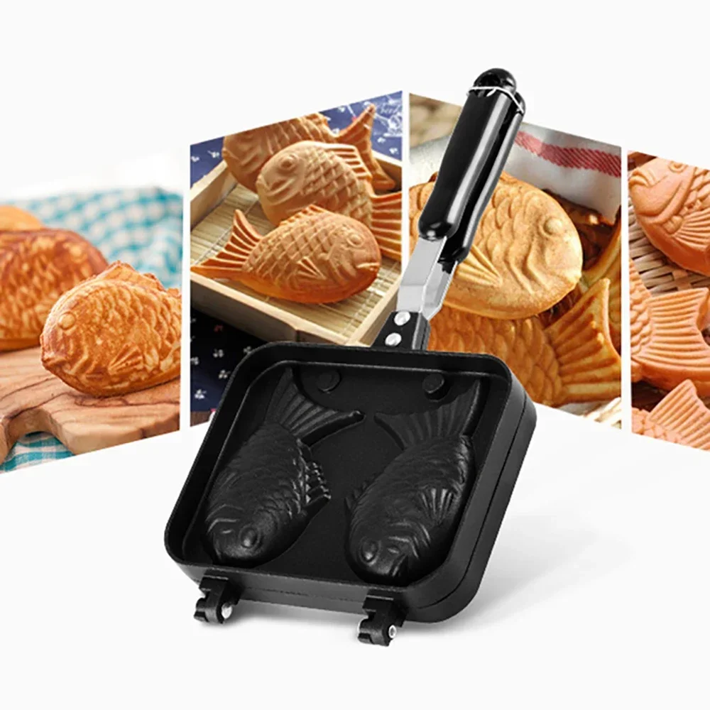 Description Picture 6 of itemTaiyaki Japanese Fish-Shaped Bakeware Waffle Pan Maker Japanese Pancake Double Pan Stainless Steel Frypan Home Cake Tools